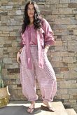 Nonni Gingham Classic Barrel Pant Indian Pink